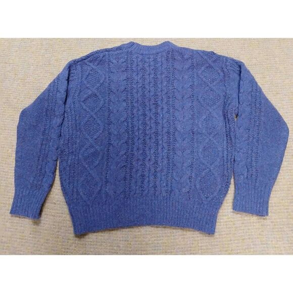 Simple retro womens small cable heathered purple wool sweater classic crew neck - Picture 2 of 8